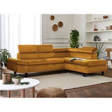Grand choix de canapé droit : 300 Sur Nairobi Canape D Angle Convertible En Velours 5 Places Avec Tetieres Droit Couleur Jaune Achat Prix Fnac