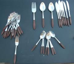Wood Handle Flatware Ekco Eternia Forks Knife Spoon Fork Spoon Wall Decor Spoon Knife Cutlery Design