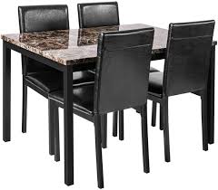 Find top rated table and chair sets from leading brands. Amazon Com Faux Marble Dining Set For Small Spaces Kitchen 4 Table With Chairs Home Furniture Black Table Chair Sets