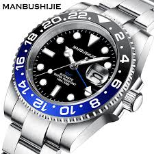 40mm stainless steel case with anti reflective sapphire crystal and cyclops. San Martin Montre De Luxe Pour Hommes Mecanique Automatique Etanche 10atm Gmt Saphir Bracelet En Acier Buy Montres Montre De Luxe Montres Automatiques Product On Alibaba Com