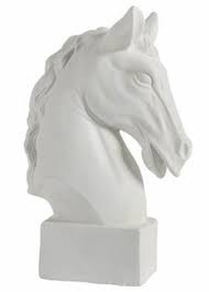 White Unglazed Ceramic Horse Head Statue Equestrian Horse Decor Statue Head Statue