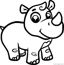 Each printable highlights a word that starts. Baby Cute Rhino Coloring Page Coloringall