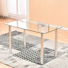 Great savings & free delivery / collection on many items. Glass Dining Table Modern Rectangualr Kitchen Table Metal Legs Dining Room Clear 791545777136 Ebay