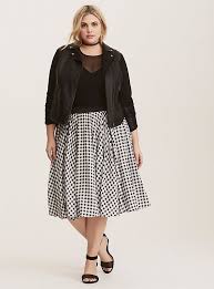 Black And White Gingham Skirt Outfit Black White Gingham Swing Skirt Swing Skirt Fashion Plus Size Fashion