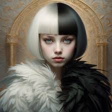 1920's Girl photorealistic , pop surrealism , lowbrow art , breathtaking  close up portrait of a flapper, full color photo , intricate embellishments  ,whimsical, alluring , dazzling , fairytale evil shadows ,