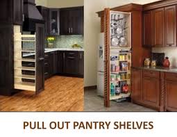Some pull out shelves use ball bearing rails (also known as drawer slides) to move in and out of the cabinet or storage space. Kitchen Cabinet Pull Out Shelves Pull Out Spice Racks Pull Out Pantry Shelves