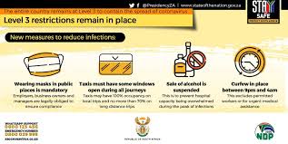 The following adjustments now apply: Department Of Health On Twitter Level 3 Restrictions Remain In Place Cyrilramaphosa Cyrilramaphosa Covid19 Coronavirussa