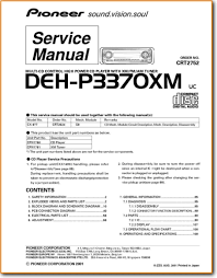 Pioneer Dehp 3370 Xm Automotive Audio On Demand Pdf Download English