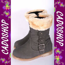 Chaussures Bottes Bebe Fille Enfant Simili Cuir Fourre Hiver 19 20 21 22 23 24 B915 Gris Chaussures Bottes Fille Cadoshop