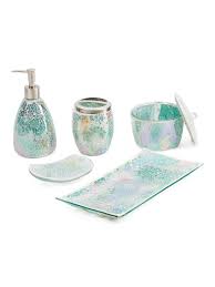 Iridescent 5pc Bathroom Set Bath T J Maxx Bathroom Soap Dispenser Crystal Bathroom Bathroom Sets