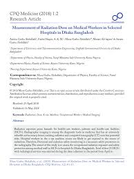 Pdf Measurement Of Radiation Dose On Medical Workers In