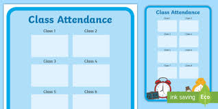 Editable Class Attendance Display Poster Attendance Class