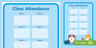 Editable Class Attendance Display Poster Attendance Class