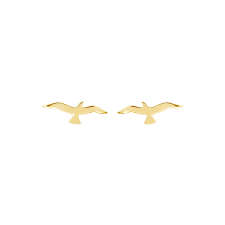 Small Seagull Earrings in Solid Gold - Tales In Gold