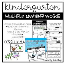 Multiple Meaning Words For Kindergarten Ccss L K 4 A