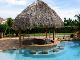 The Aloha Palm Thatch Was Designed For Longevity And Natural Look These Thatch Panels Are Perfect To Revive An Old Roof Wi Tiki Hut Pool Designs Backyard Pool