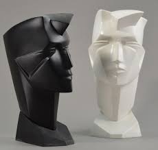 Lindsey B; a pair of moulded acrylic Art Deco style mannequin busts, signed  and dated 1987, heigh