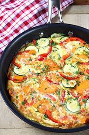 Zucchini Red Pepper Sweet Potato Frittata Recipe The Beachbody Blog Recipe Sweet Potato Frittata Easy Vegetable Frittata Real Food Recipes