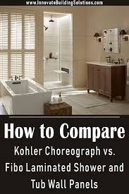 How To Compare Kohler Choreograph To Fibo Laminate Shower And Tub Wall Panels Bathroom Design Shower Wall Panels Kohler Choreograph