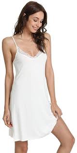 Gys Women S Sleep Chemise Laced V Neck Full Slip White X Large Sleepwear Fashion Slip Dress Fashion
