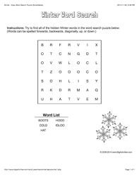 Winter Word Search Puzzle With Snowflakes 4 Levels Of Difficulty Word Search Changes Each Time Y Easy Word Search Thanksgiving Word Search Thanksgiving Words