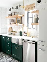 Bored Of White Kitchens Discover The Cabinet Color Trending Now Small Modern Kitchens Green Kitchen Cabinets New Kitchen Cabinets