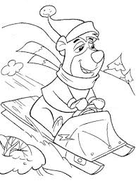 Yogi bear coloring pages for kids. Yogi Bear Coloring Page Boo Boo Sledding All Kids Network