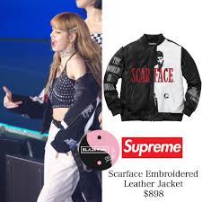 Pin By Ledi Tole On Blackpink Style Blackpink Fashion Kpop Fashion Outfits Embroidered Leather Jacket