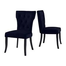 The upholstery is beautiful and the tufts are deep. Navy Blue Upholstered Dining Chairs Kitchen Dining Room Furniture The Home Depot