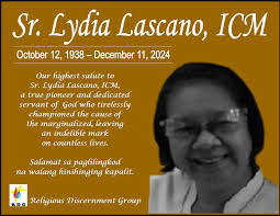 It is with heavy hearts that we inform you of the demise of our beloved  Sr.Lydia Lascano, icm, one of the pioneer