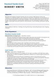 Preschool Teacher Resume Samples Qwikresume