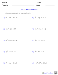 The simple and clear as crystal quadratic equations featured in these pdf worksheets are in their standard form: Algebra 2 Worksheets Quadratic Functions And Inequalities Worksheets