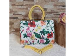Дамска чанта с цветя - Florida с жълти дръжки | Дамски чанти (eBags.bg)