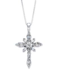 Find great deals on ebay for white gold necklace. Macy S Diamond Baguette Cross Pendant Necklace In 14k White Gold 1 2 Ct T W Reviews Necklaces Jewelry Watches Macy S