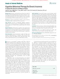 Pdf Cognitive Behavioral Therapy For Chronic Insomnia A Systematic Review And Meta Analysis