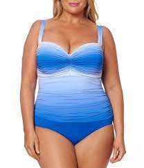 Bleu Rod Beattie Good Plus Size Ombre Shirred Underwire Bandeau Mio One Piece Swimsuit Plus Size Bikini Plus Size Swimsuits Plus Size