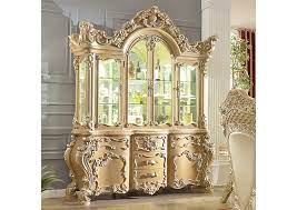 China and crystal will be displayed with pride inside the hutch which has four glass doors and mirrored back. Gold Cream China Cabinet Gold Cream China Cabinet Sale 3729 99 Dimension 0