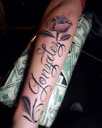 Script tattoos are generally quite basic, and are a perfect piece for someone who wants something simple here, in this post i have compiled a list of amazing script tattoo designs for your inspiration. Forearm Script With Rose Tattoo Tattoos Rose Tattoo I Tattoo