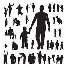 Children And Parents Silhouettes Set Kids Silhouette Tattoo For Son Silhouette People