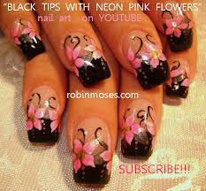 Gold & black lace new year 2011 nail art foil design tutorial. Hot Pink And Black Nails Nail And Manicure Trends