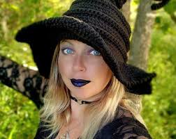 Crochet Black/violet Ombre Twisted Witch Hat