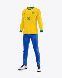 Download Football Kit With Long Sleeve Mockup Half Side View In Apparel Mockups On Yellow Images Object Mockups