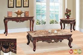 Hokku designs hematite 3 piece leather sofa set. Traditional 3 Piece Living Room Coffee End Table Set W Marble Tops