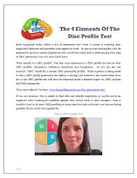Choose the setting in which your responses will be made: Pdf The 4 Elements Of The Disc Profile Test Disc Profile Assessment Academia Edu