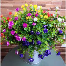 Most window boxes can be modified to mount on a railing. Artificial Flowers Outdoor Fake Flowers For Decoration No Fade Faux Plastic Plants Garden Porch Window Box Decor Wish
