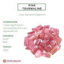 Pink Tourmaline Summary Of Properties Chakras And Zodiac Sign Associations Crystal Healing Stones Meditation Crystals Crystals Healing Properties