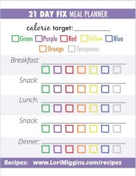 21 Day Fix Meal Planner Print And Plan 21 Day Fix Meal