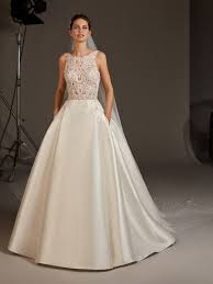 Sleeveless High Neck Ballgown With Sheer Lace Kleinfeld Bridal In 2020 Pronovias Wedding Dress Wedding Dresses Kleinfeld Ball Gowns Wedding