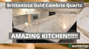 Quartz countertops in the kitchen also have a range of sizes, but kitchens typically average around 30 sq.ft. Brittanicca Gold Cambria Quartz Color Countertop With Island Youtube