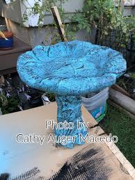 Turn a vintage lamp into an unique diy bird bath. How To Paint Your Own Garden Figurines And Decor Easy Backyard Gardening